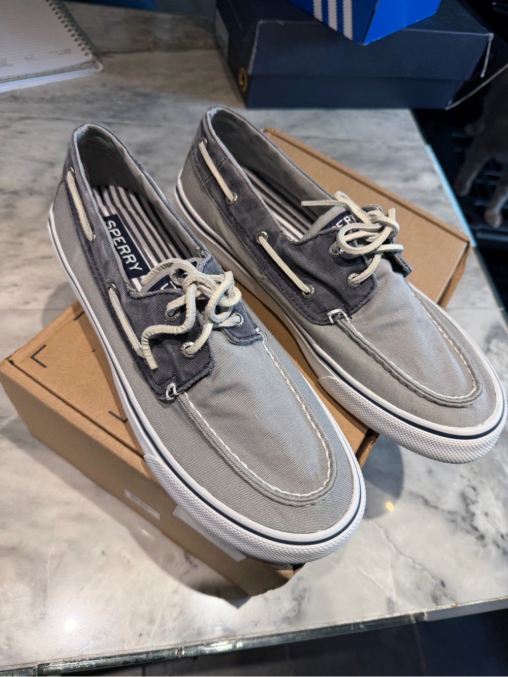 Sperry Men’s Two-Tone Gray Canvas Boat Shoes